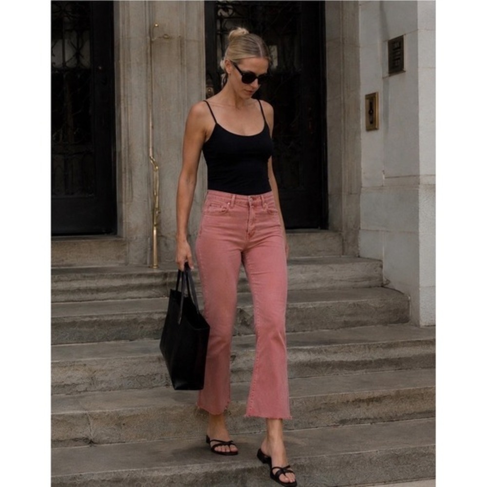 Dear John Jeanne Flare Jeans Dusty Rose Raw Hem Cropped Boho‎ CBK minimalist 29